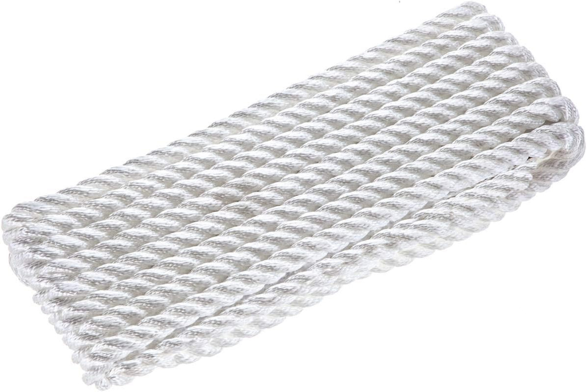 White Nylon Dock Line 1/2 x 15 ft 3 Strand Twisted Boat Mooring Rope