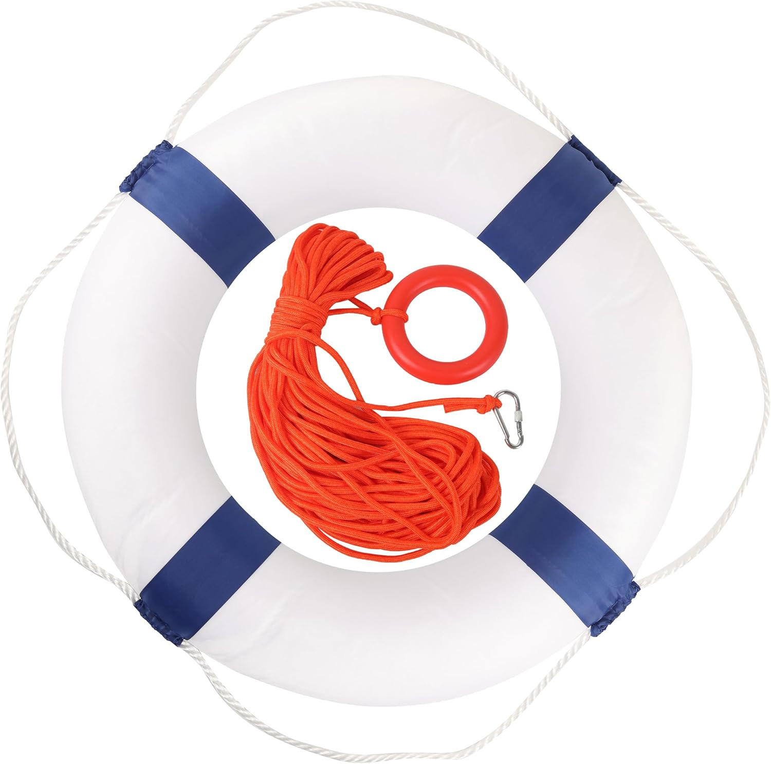 20″ Foam Life Preserver Ring with 98.4Ft Floating Lifesaving Rope, Throwable Flo