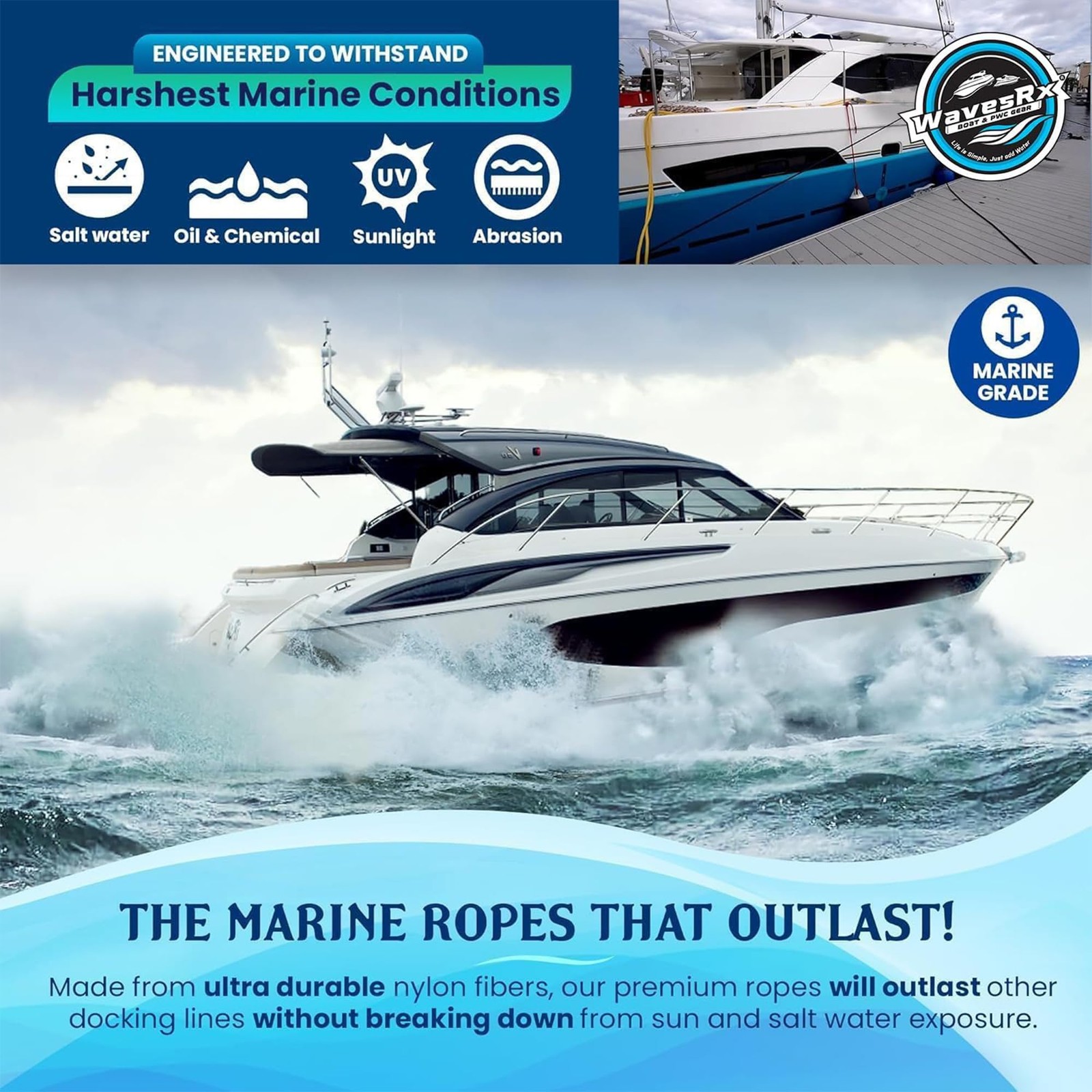 Premium Nylon Boat Dock Lines & Ropes for Docking & Pontoon