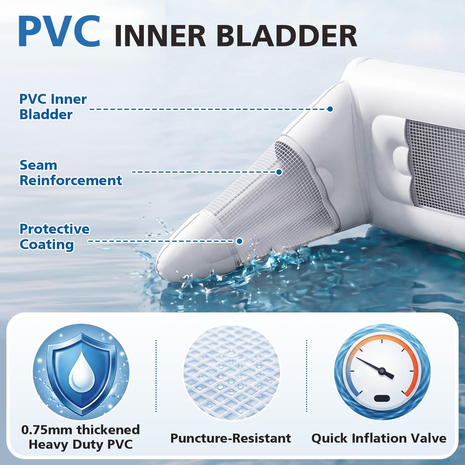 Towable Tube Replacement Bladder for 1-4 Riders, Innertube with Safety Speed Val