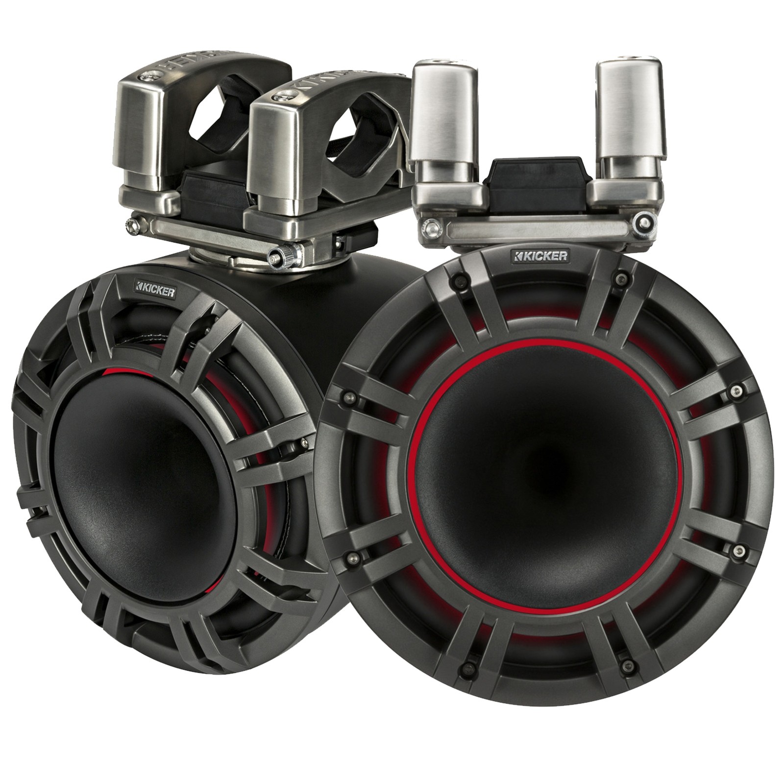 Pair Kicker KMTC9 HLCD 9″ 600w LED Wakeboard Tower Speakers+(2) Party Speakers