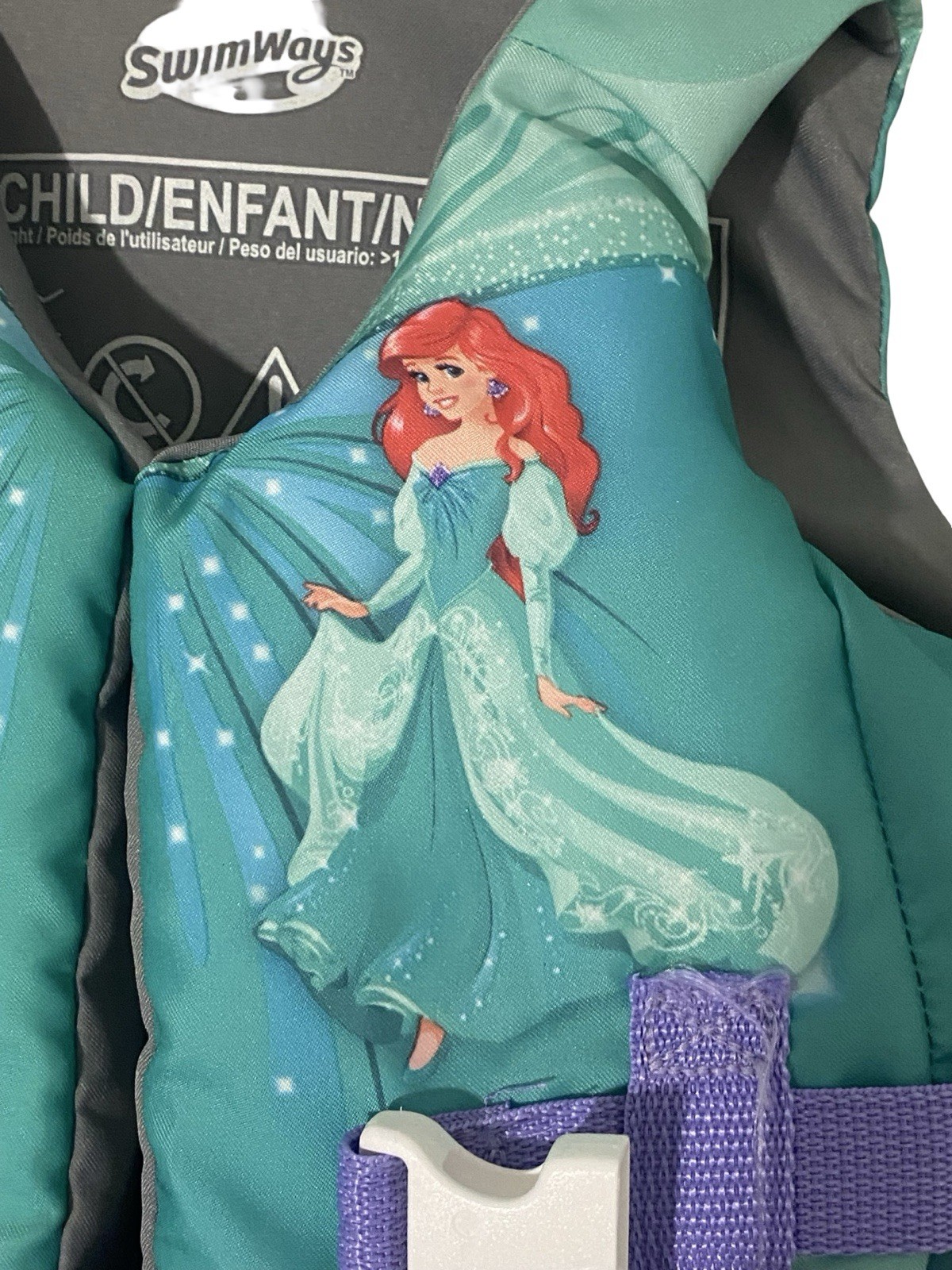 SwimWays Little Mermaid Ariel Life Jacket Child 35-55 pounds Coast Guard Approve