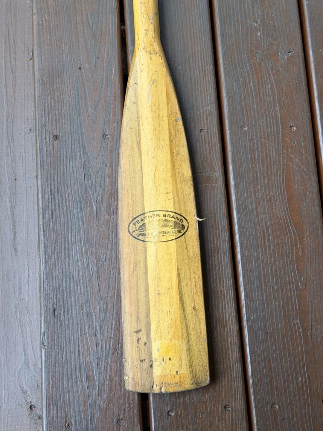 Vintage Feather Brand Wood Canoe Paddle by Caviness Woodworking Co.
