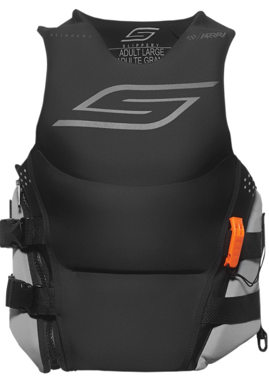 SLIPPERY “ARRAY” SIDE ENTRY NEOPRENE PFD LIFE VEST PRESERVER MENS 2X-LARGE BLACK