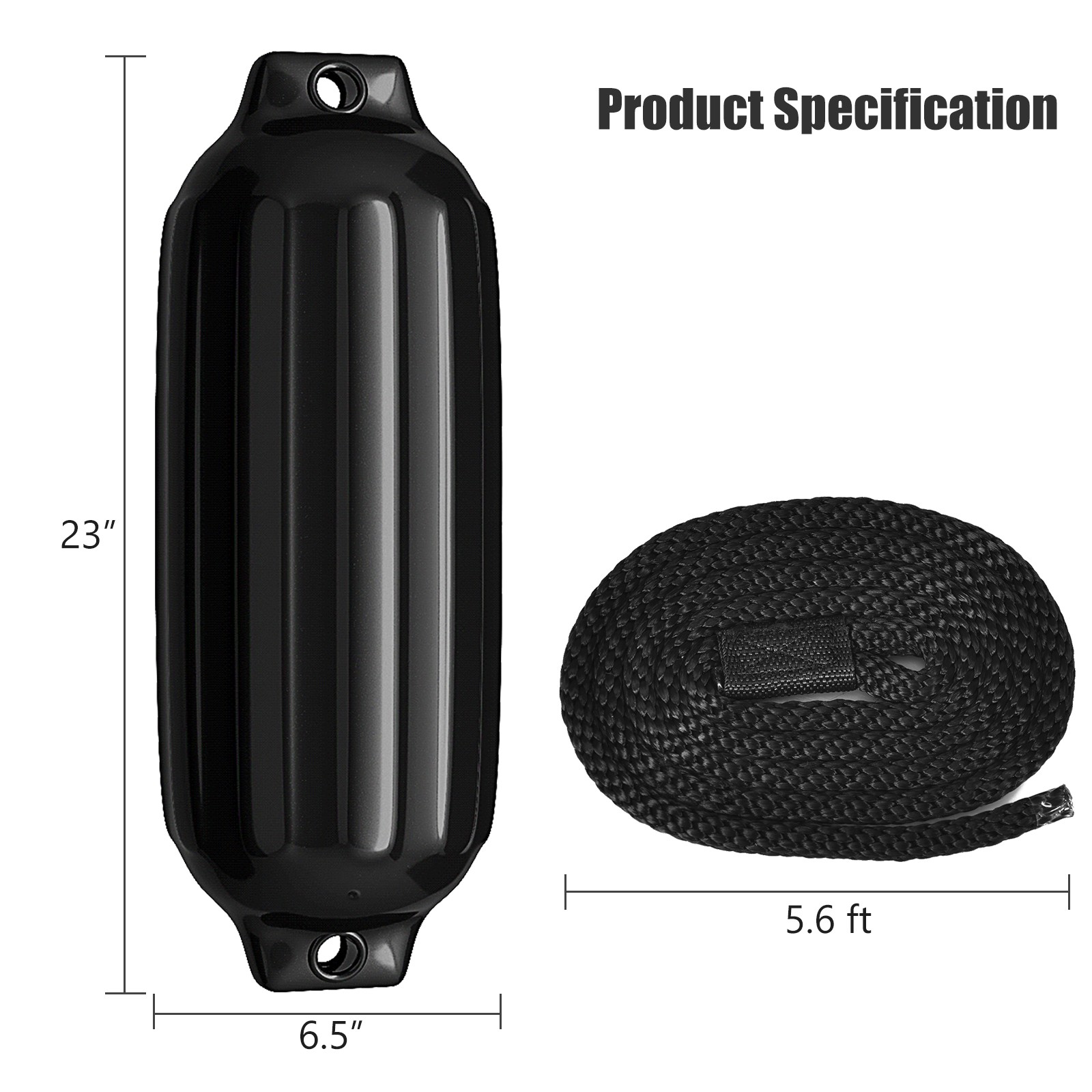 4 PCs 23″ Boat Fenders Hand Inflatable Marine Bumper Shield Protection Black