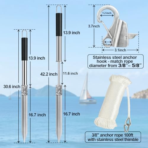 Sand Spike Boat Anchor Slide Hammer Anchor Beach Shore 30″ Sand Anchor Kit