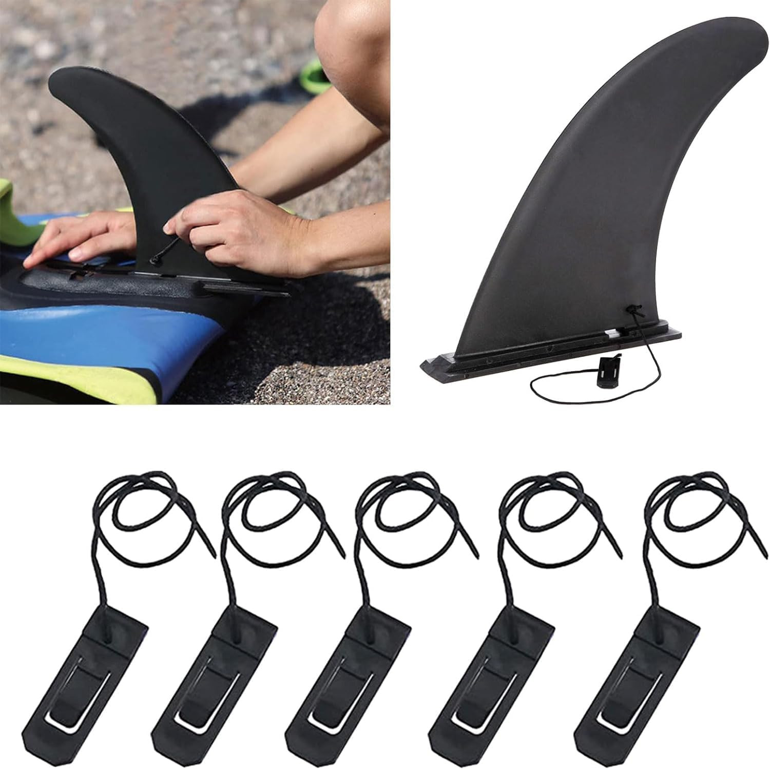 5Pcs Black Surfboard Fin Clips Replacement Surfboard Fin Buckle Paddle Fin Clamp