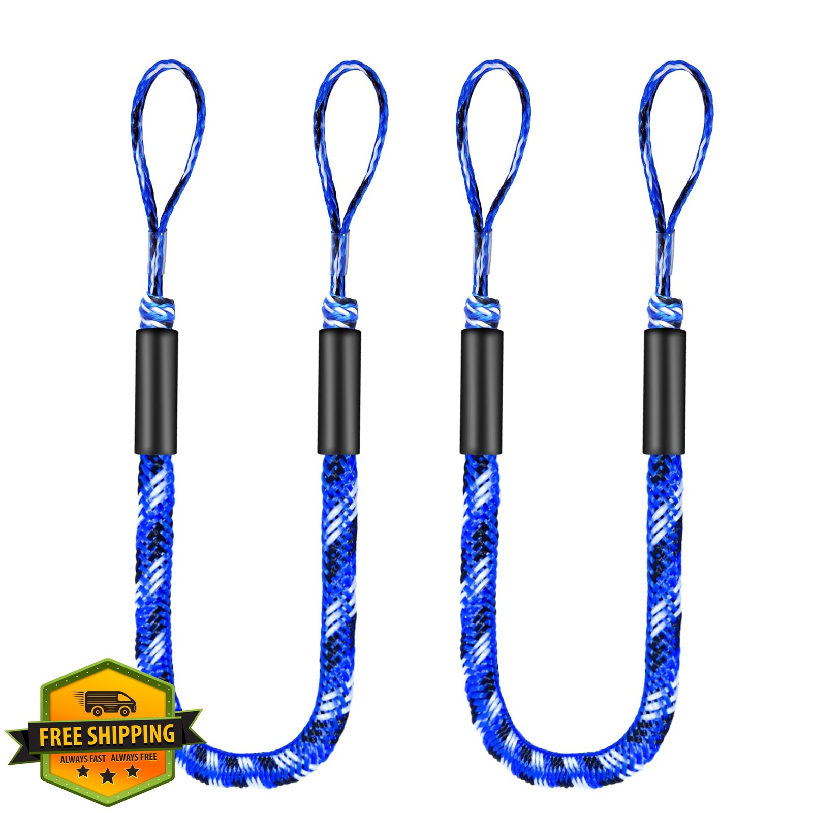 BIGANTTOW 4FT 2 Pack Bungee Dock Lines Black/Blue/White