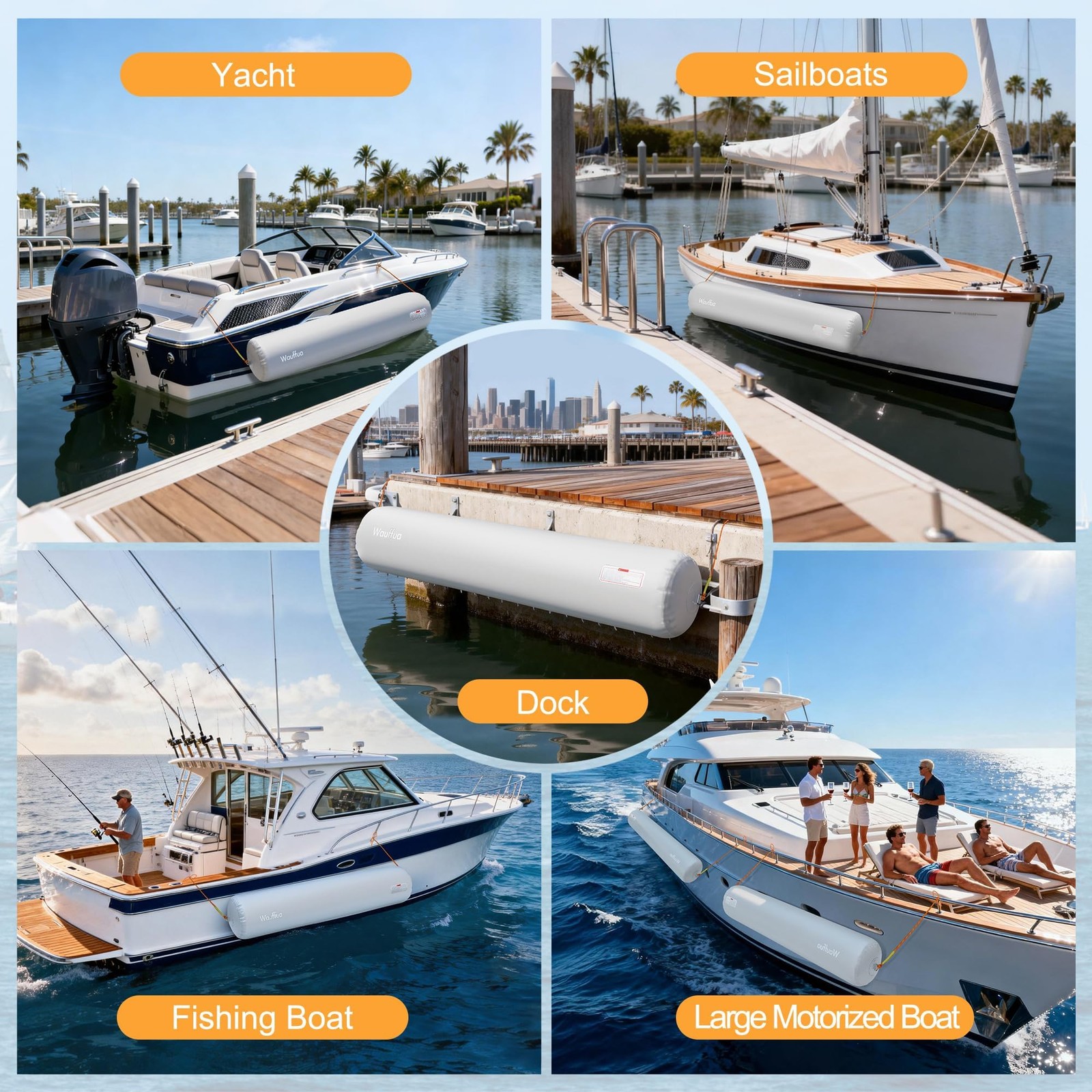 Boat Fenders for Docking, Full Protection Boat Bumpers for Docking with 2 Rop…