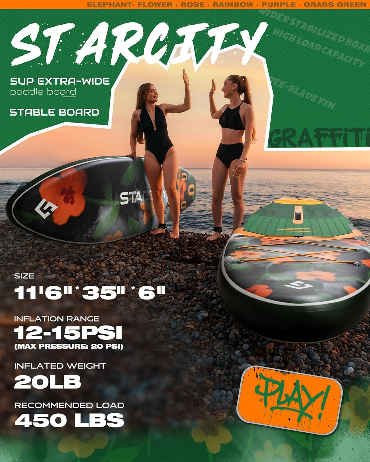 Inflatable Stand up Paddleboard W/Complete Accessories Extra Wide High Load Desi