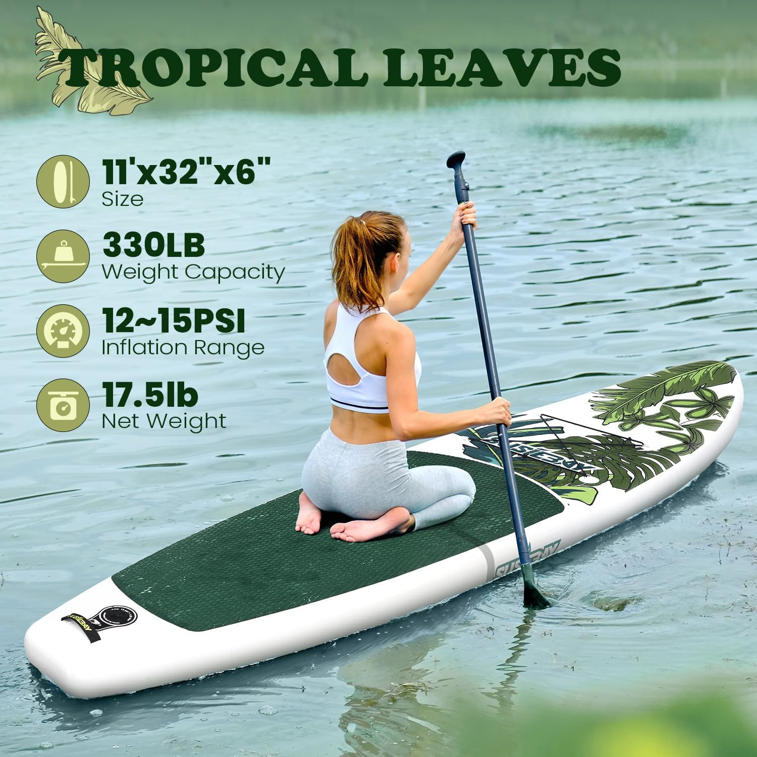 Inflatable Stand up Paddle Board, 11Ft 10‘6“ Paddle Board for Adults & Youth, Du