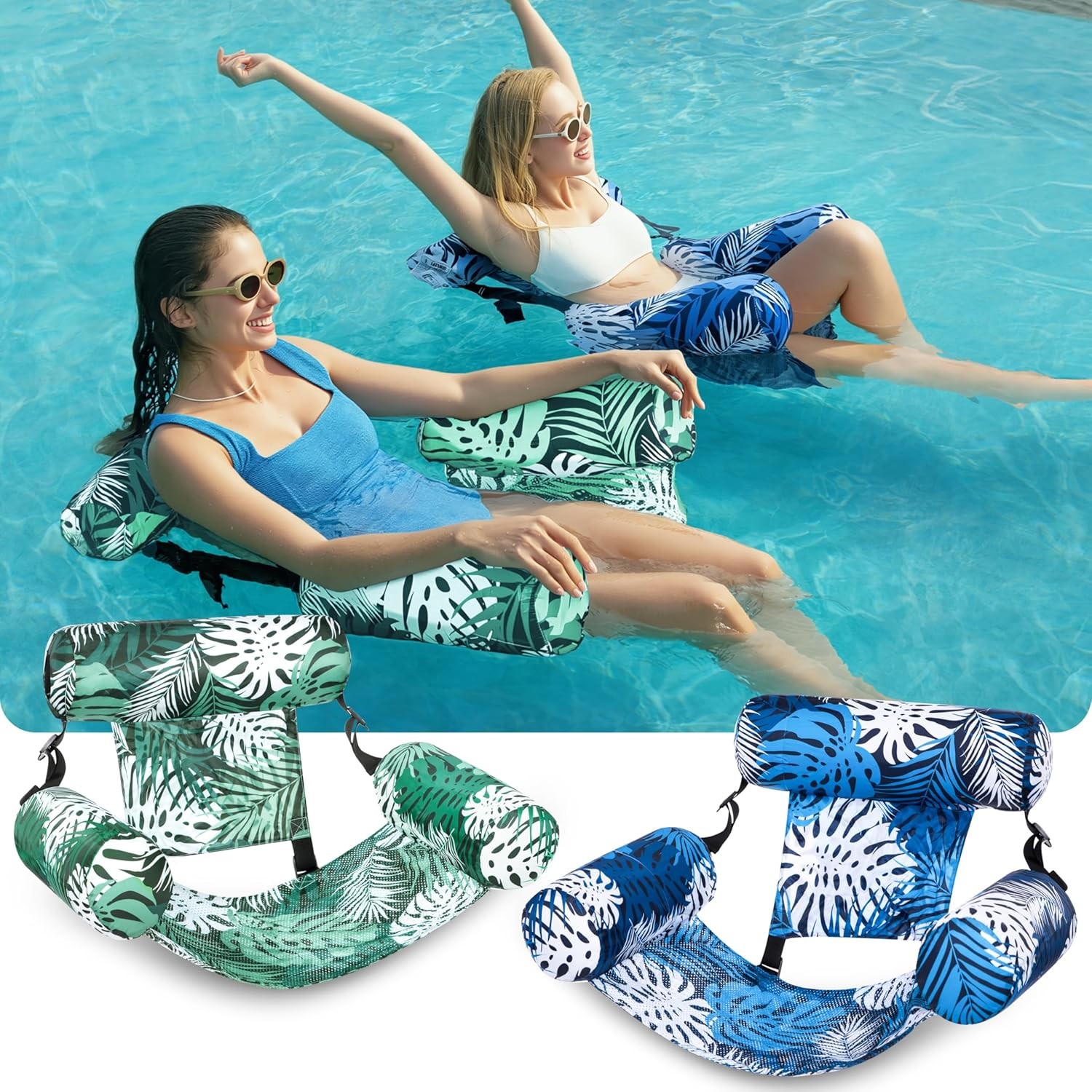 3Pcs Floating lounge chairs, floating chair parties, summer water beach lake fun