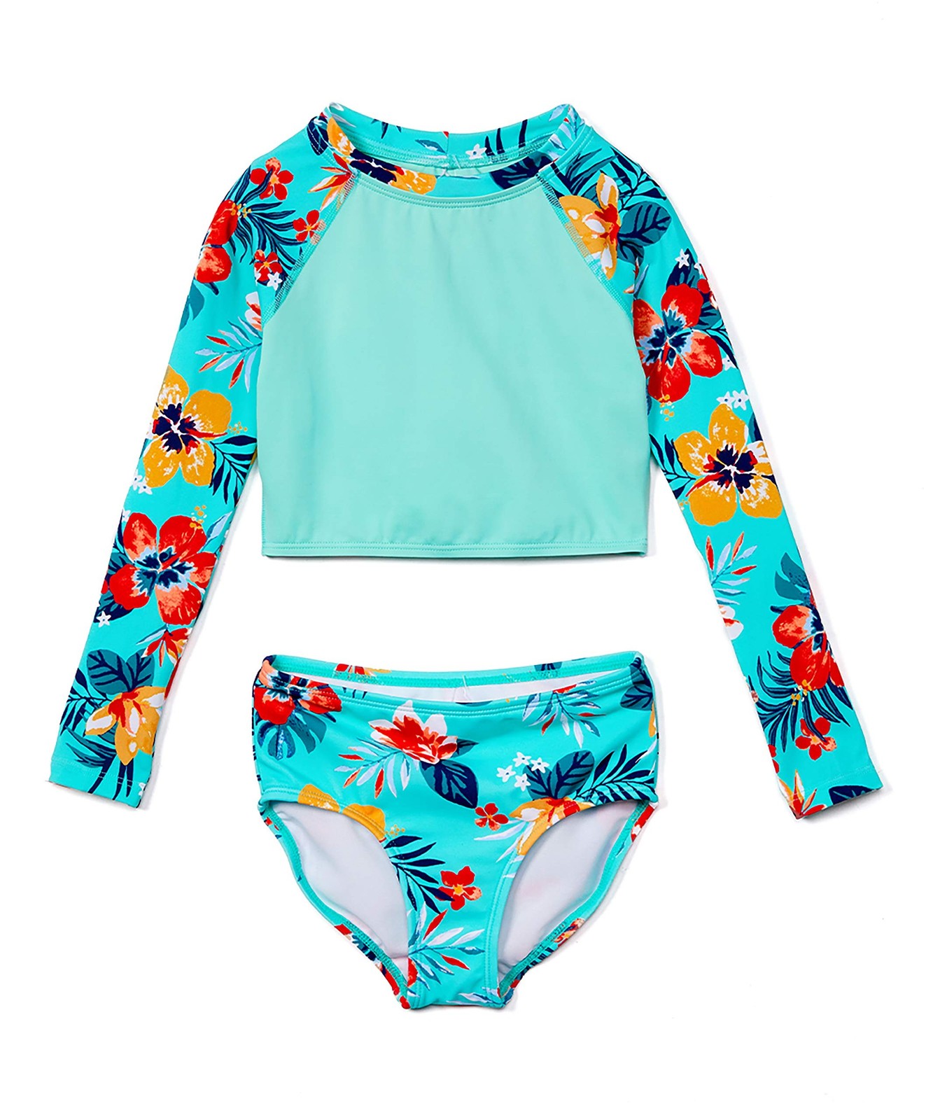Kanu Surf Girls’ Gigi Long Sleeve Rash Guard UPF 50 2-Piece Swim Set 14-16