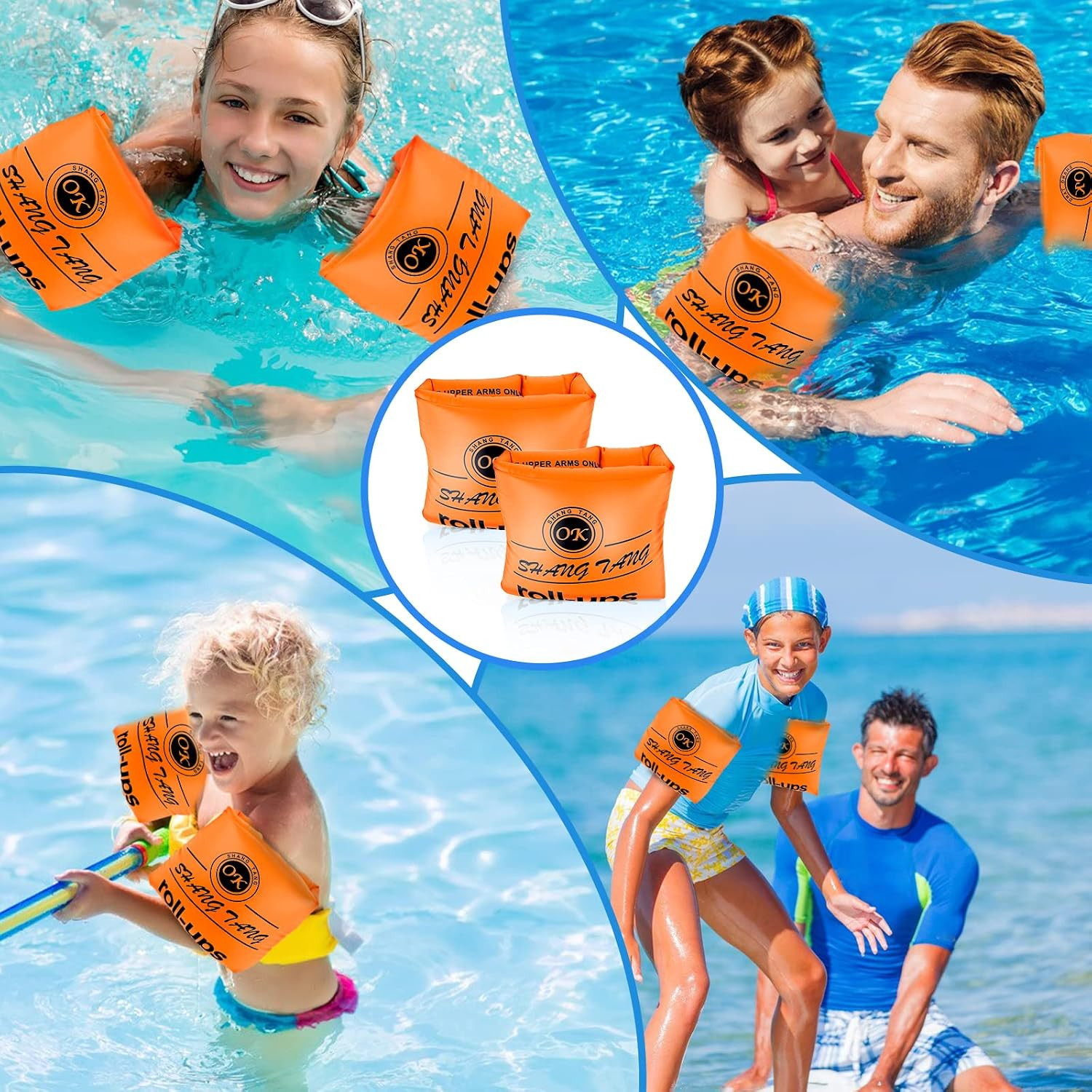 2 Pack Arm Floaties for Adults and Kids, Water Wings Inflatable Arm Swimming