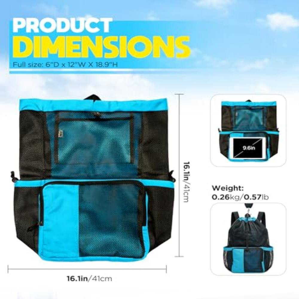 20L Mesh Swim Bag Backpack Quick-Dry Black 1 Piece