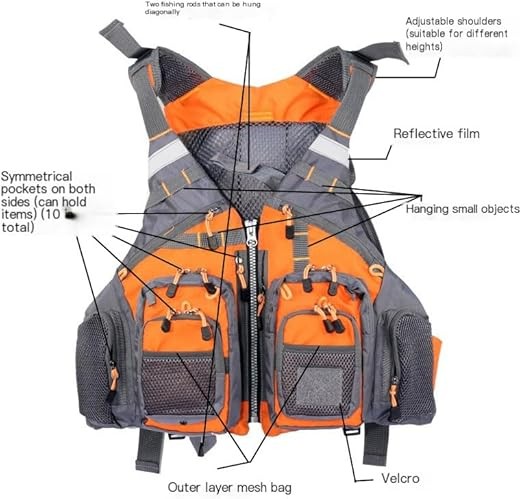 Fly Fishing Vest – Fishing Safety Life for with foam Army Green
