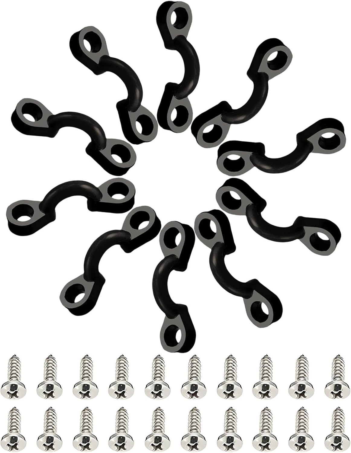 Kayak Pad Eye Kit, Nylon Bungee Deck Rope Loops Tie Down Pad Eyes Strap Hook for