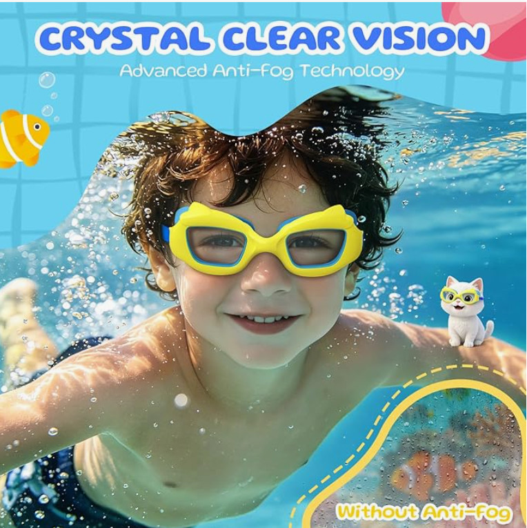 Toddler Swim Goggles 2 Pack Anti-Fog UV Protection Leakproof Kids 3-12