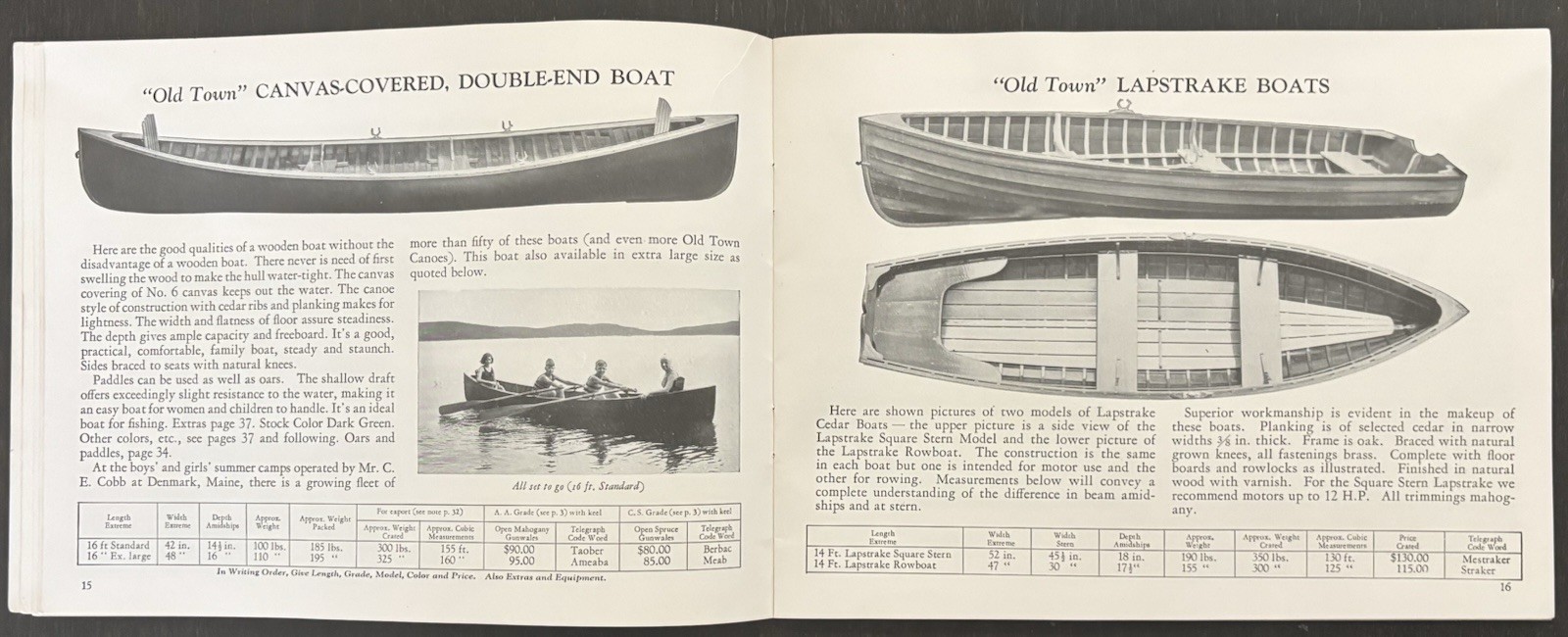 OLD TOWN CANOES & BOATS 1934 CATALOG