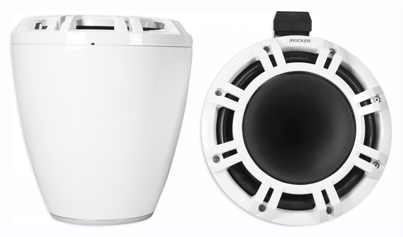 Pair Kicker KMTC9 HLCD 9″ White Wakeboard Tower LED Speakers+(2) Party Speakers