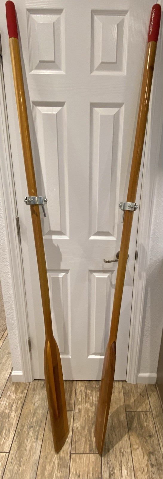 Pair Of Feather Brand Caviness Canoe Row Boat Oars/Paddles 77” With Oar Locks