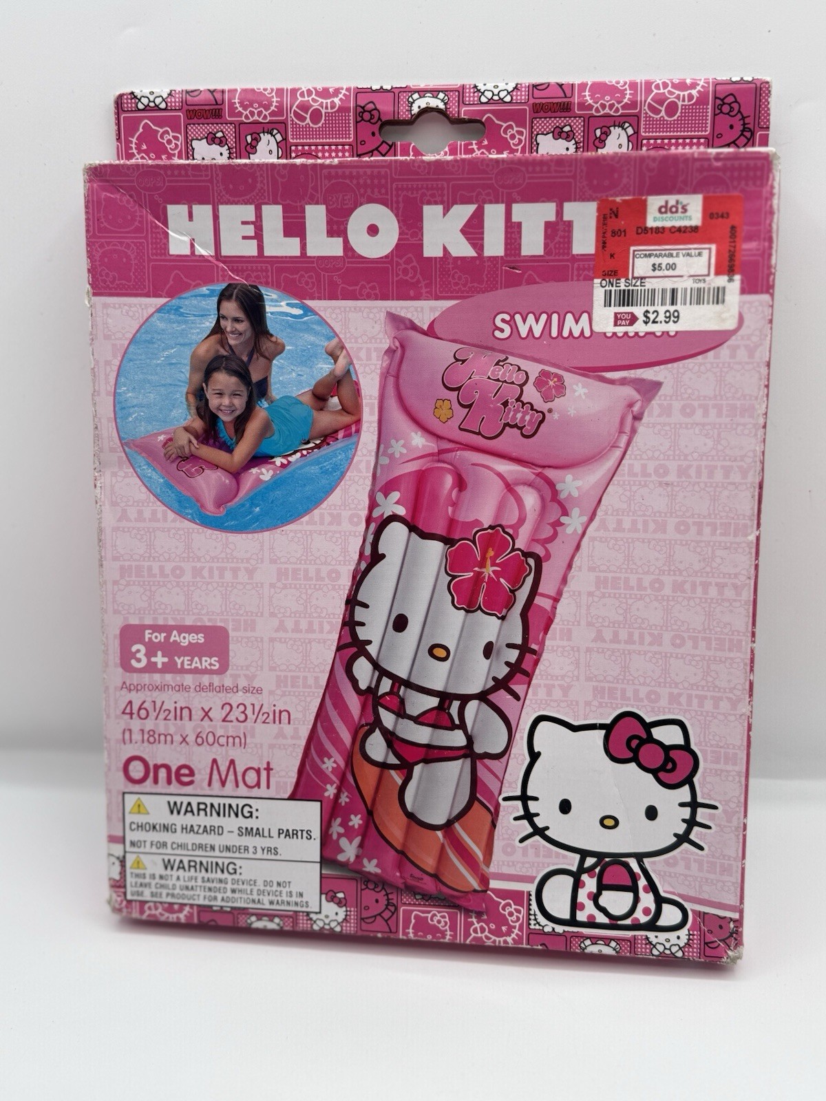 NEW Intex Hello Kitty Inflatable Swim Mat For Ages 3+ Years Lounger 46″ x 23″