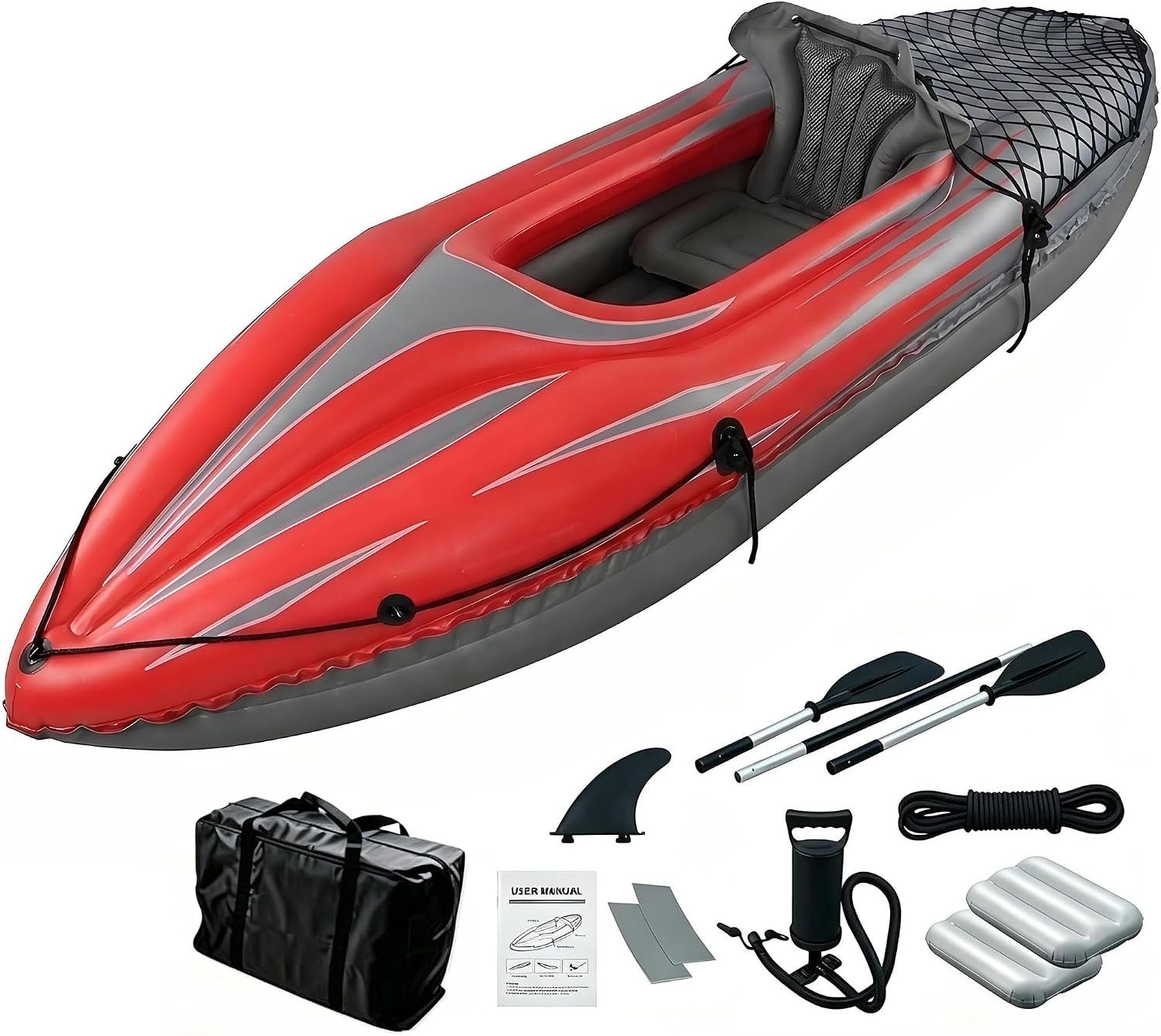 Compact 9 ft Inflatable Kayak with High Output Pump & Aluminum Oars – 15 lbs