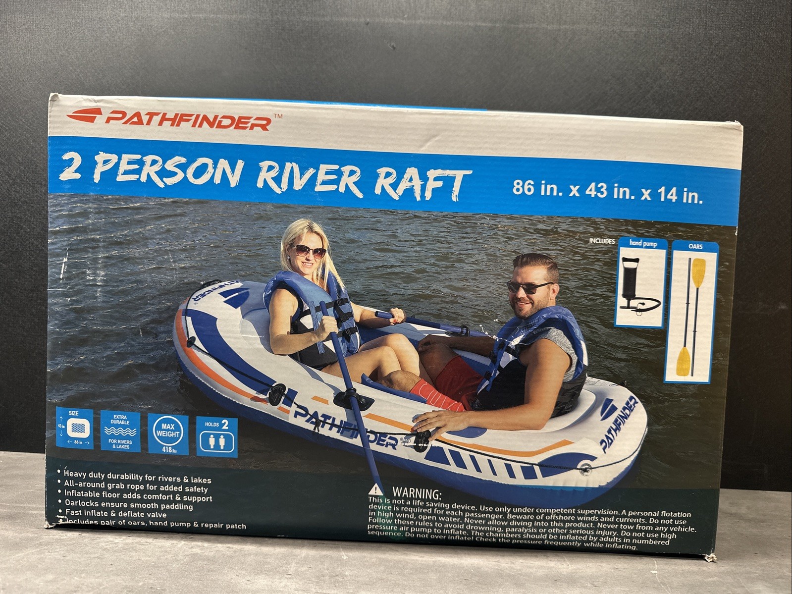 Pathfinder 2 Person Inflatable River Raft Boat w/Pump & Oars BRAND NEW