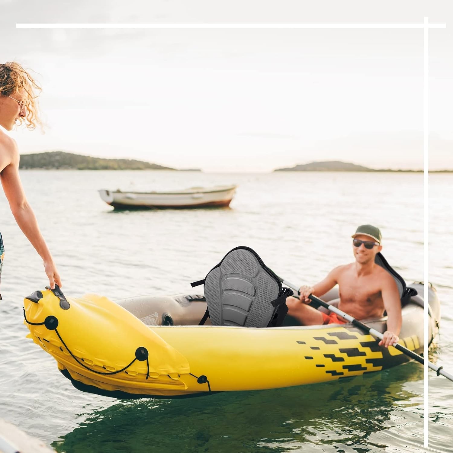 2 Pack Kayak Seats with Back Support Adjustable Sit on Top Padded Boat Seat with