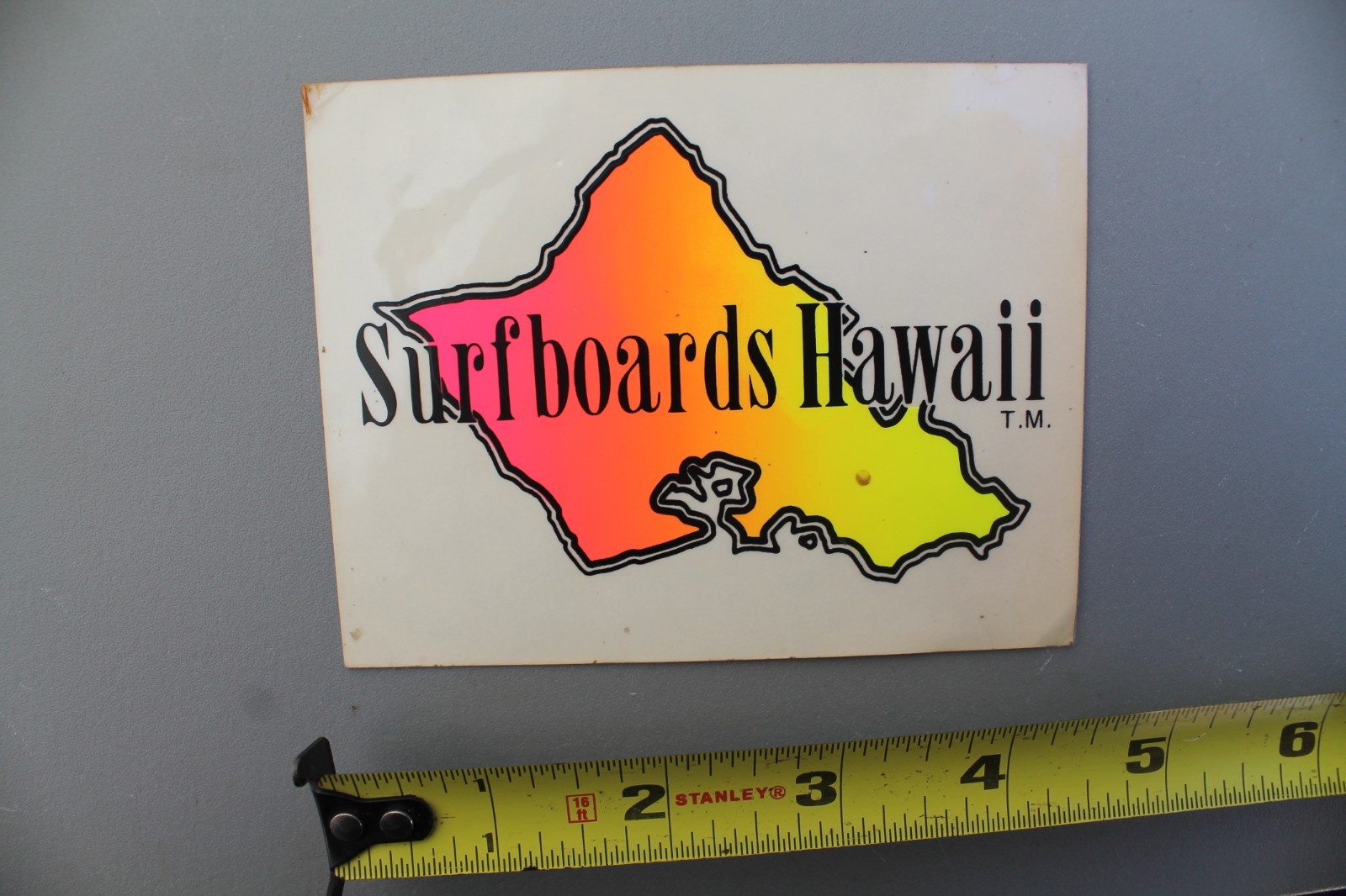 Surfboards Hawaii Clear Neon Orange Fade 80’s Aloha V3A Vintage Surfing STICKER