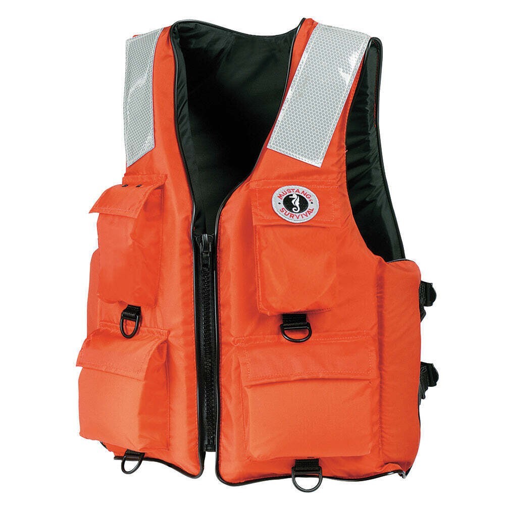 Mustang 4Pocket Work Flotation Life Vest Jacket Orange 3XL-7XL USCG Type III PFD