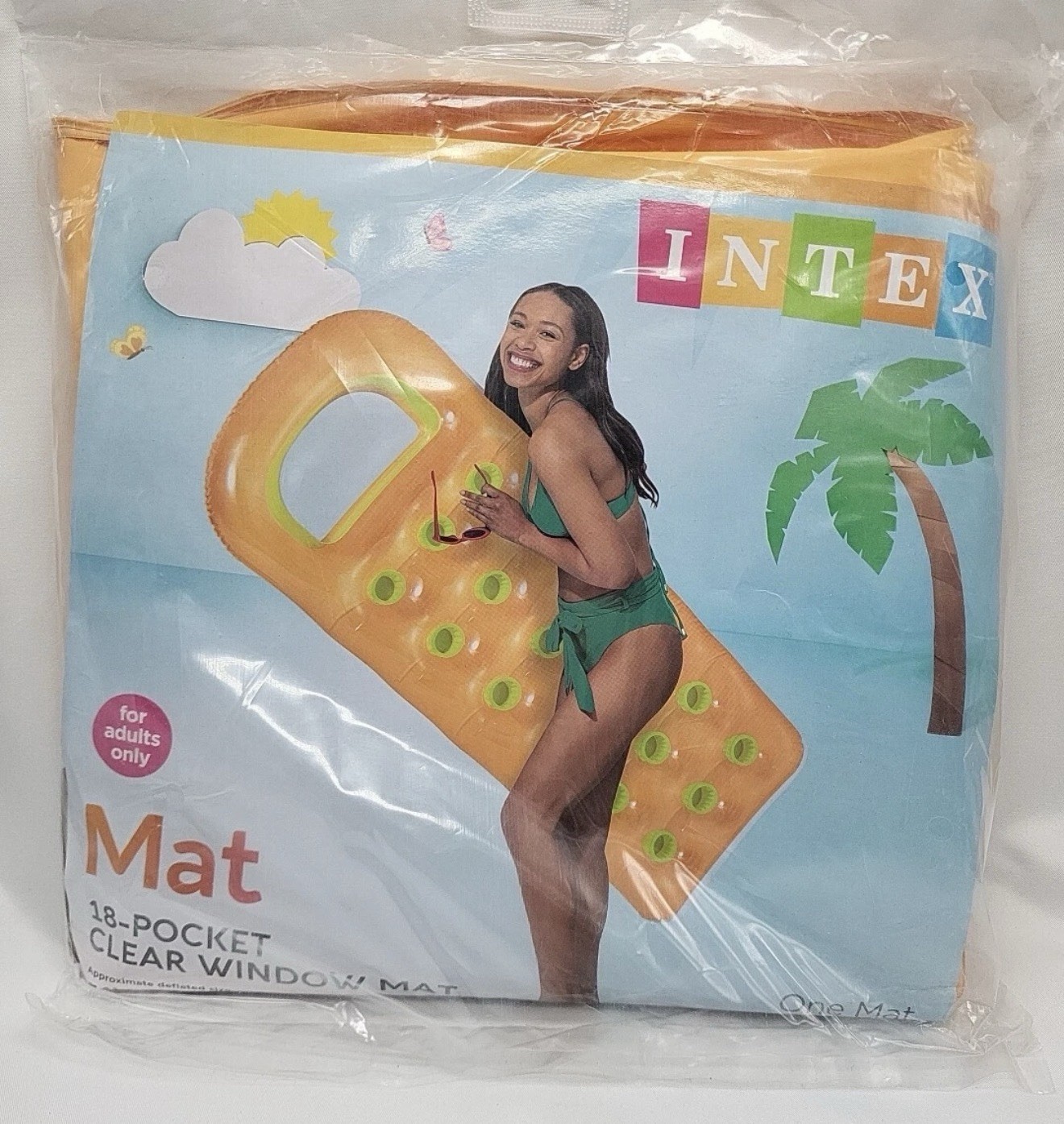 Intex Suntanner Lounge Yellow 18 Pockets Pillow Floating Water Mat. New Unopened