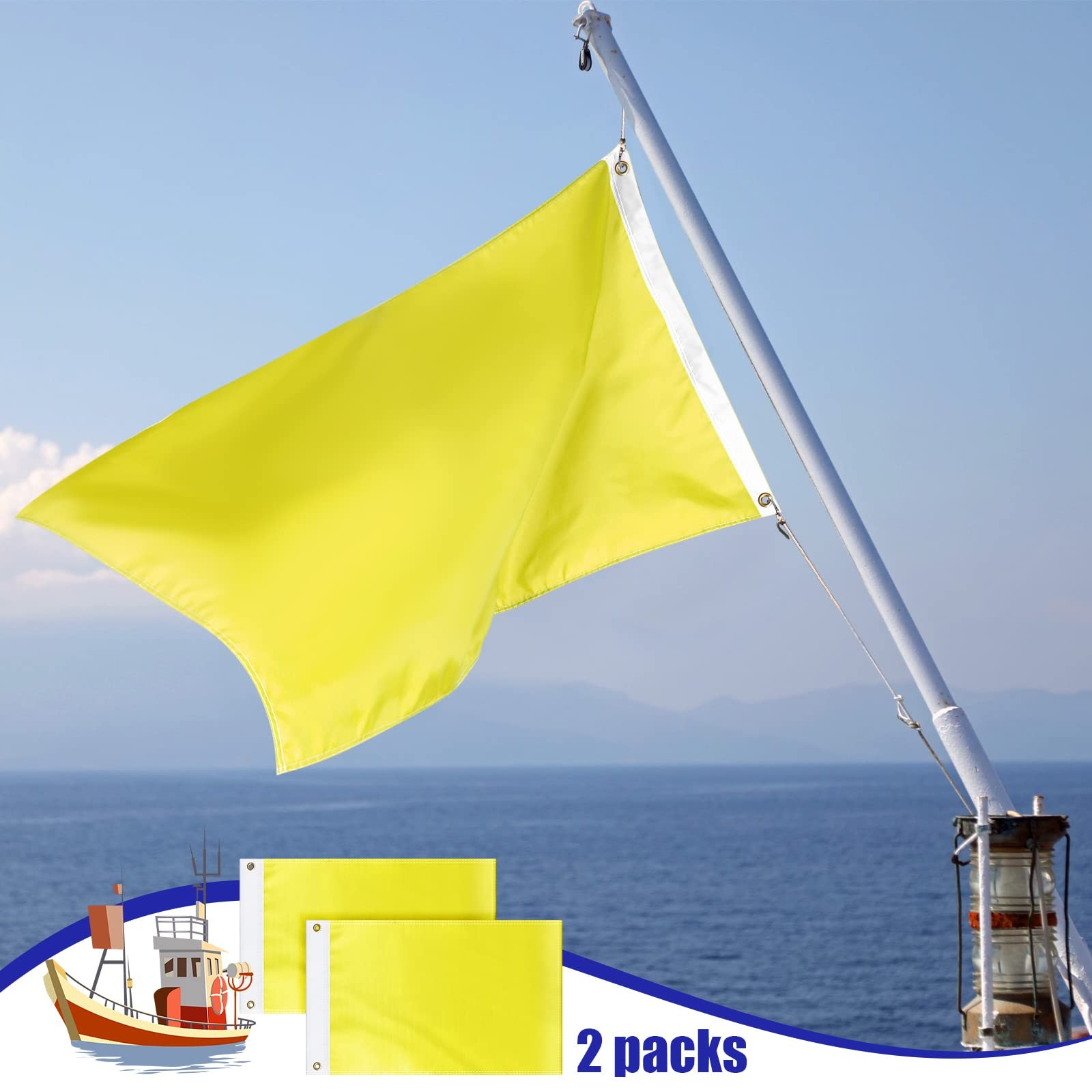 Boyiee 2 Pcs Yellow Quarantine Flag Blank Nautical Message