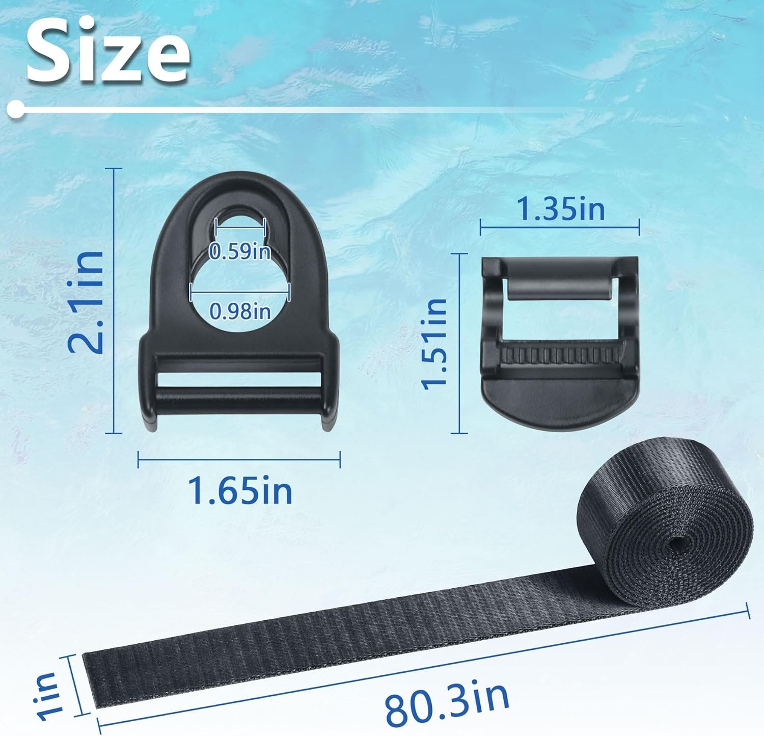 HLOGREE 4Pcs Kayak Seat Clips Replacement & 8Pcs Straps Seat Belt Clips