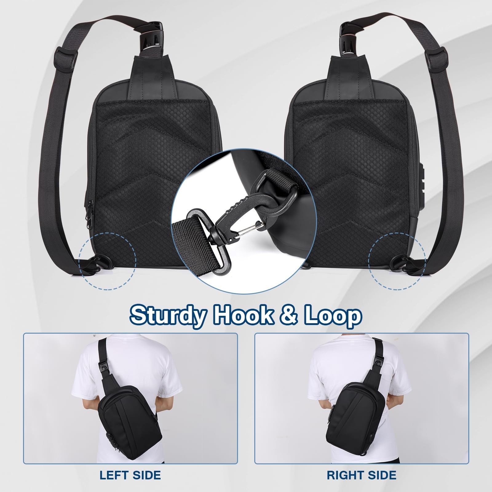 Geestock Anti-Theft Crossbody Sling Bag for 12.2 x 7.87 x 2.36 inches, Black