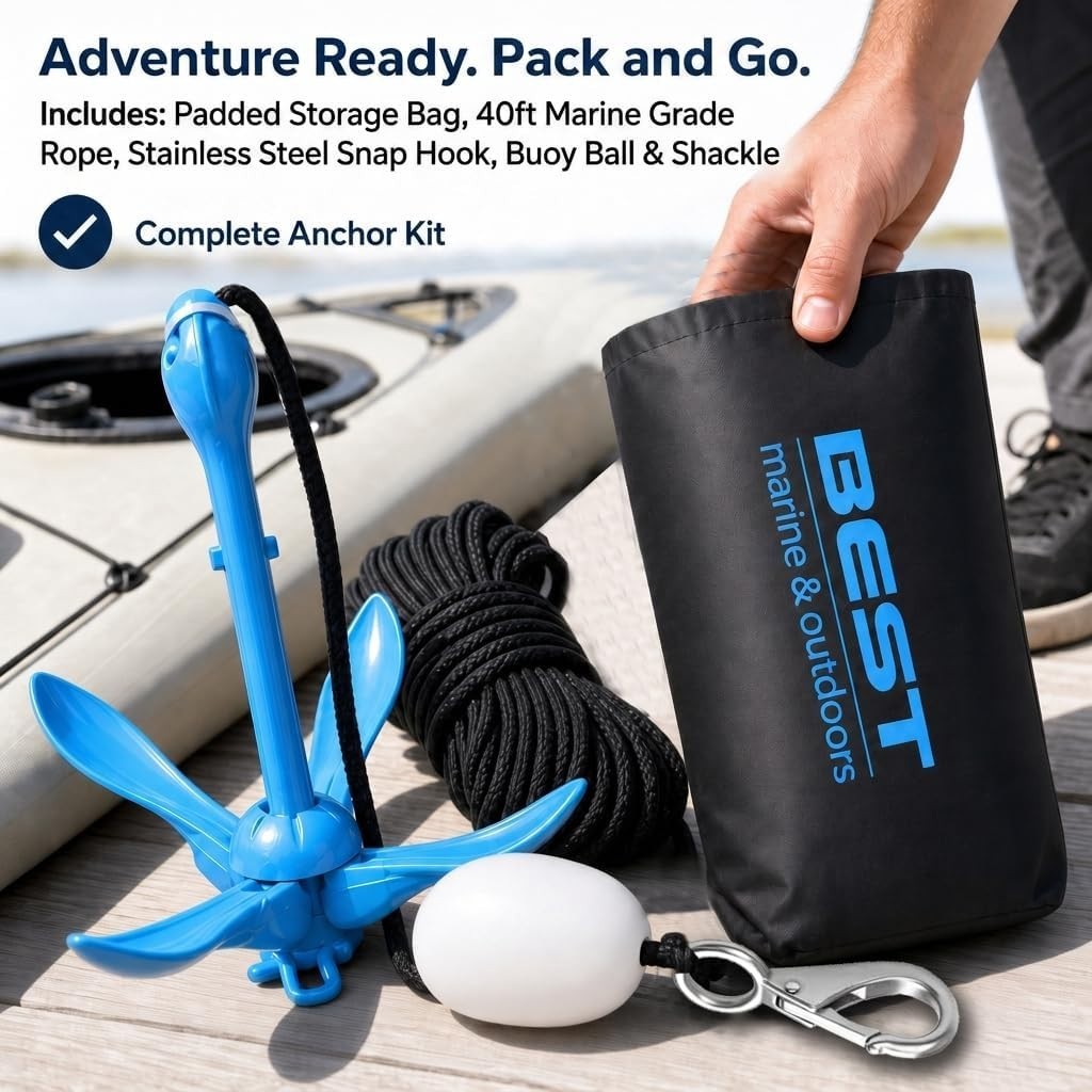 3.5 Pound Folding Kayak Anchor Kit for Secure Hold in Various Water Conditions