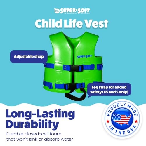 Super Soft Child Life Jacket USCG Approved Vinyl Youth X-Small Fierce Green