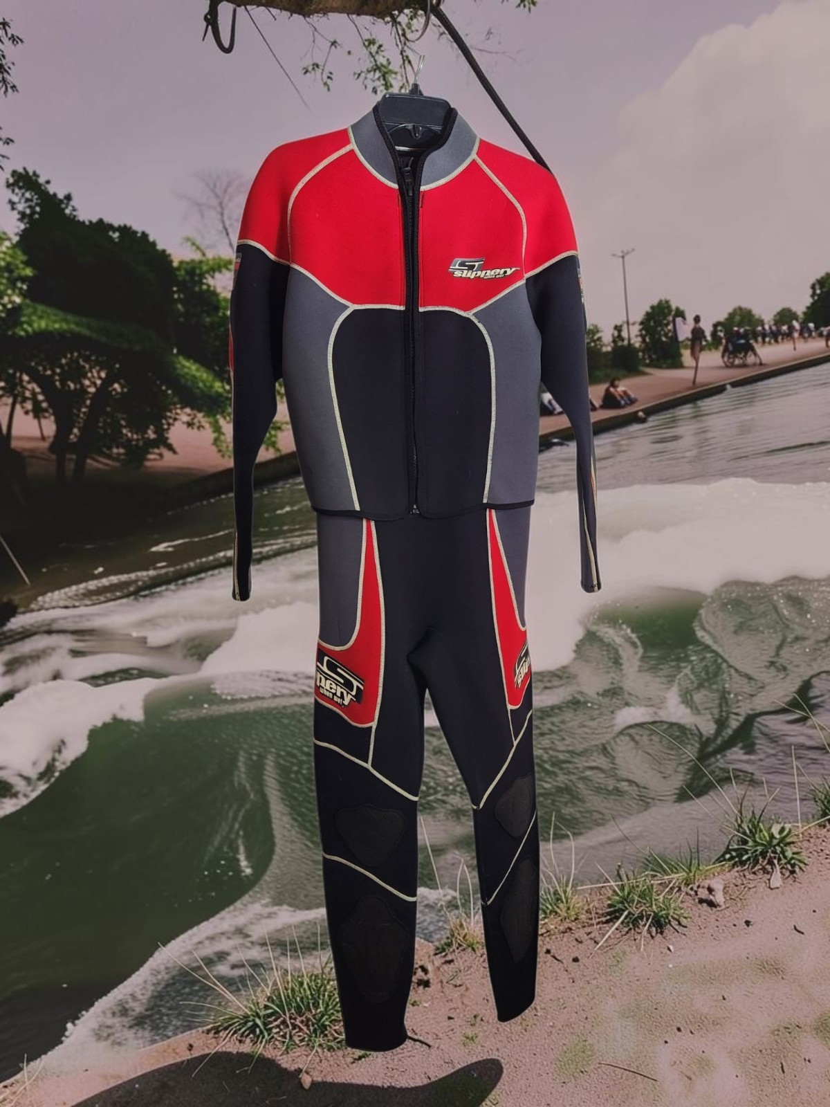Lot of (2) Vtg Slippery When Wet 2-pc WETSUIT~Formula 2 ~ 1 Large 1 Extra Large