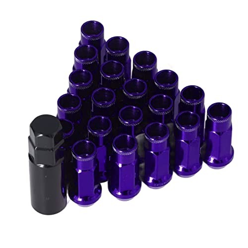 20PCS M12x1.25 Wheel Lug Nuts, for, Chrome Plated Steel, Hex Design, Purple