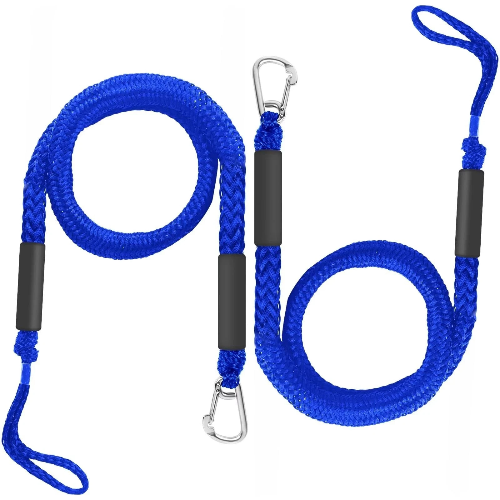 Boat Bungee Dock Lines,Jet Ski 4 feet stretches to 5 1/2 feet, 2 Pack Bue