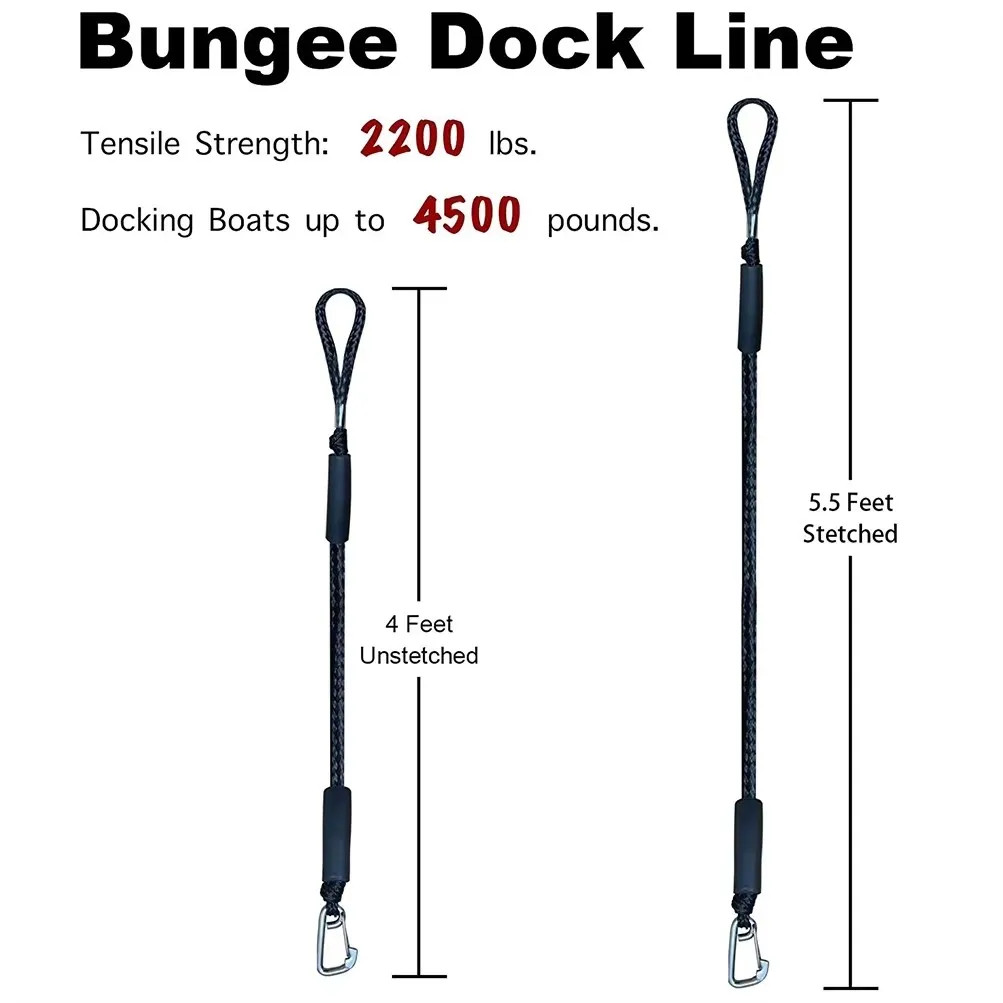 Boat Bungee Dock Lines Cords Docking Rope for Kayak Watercraft SeaDoo Jet Ski Po