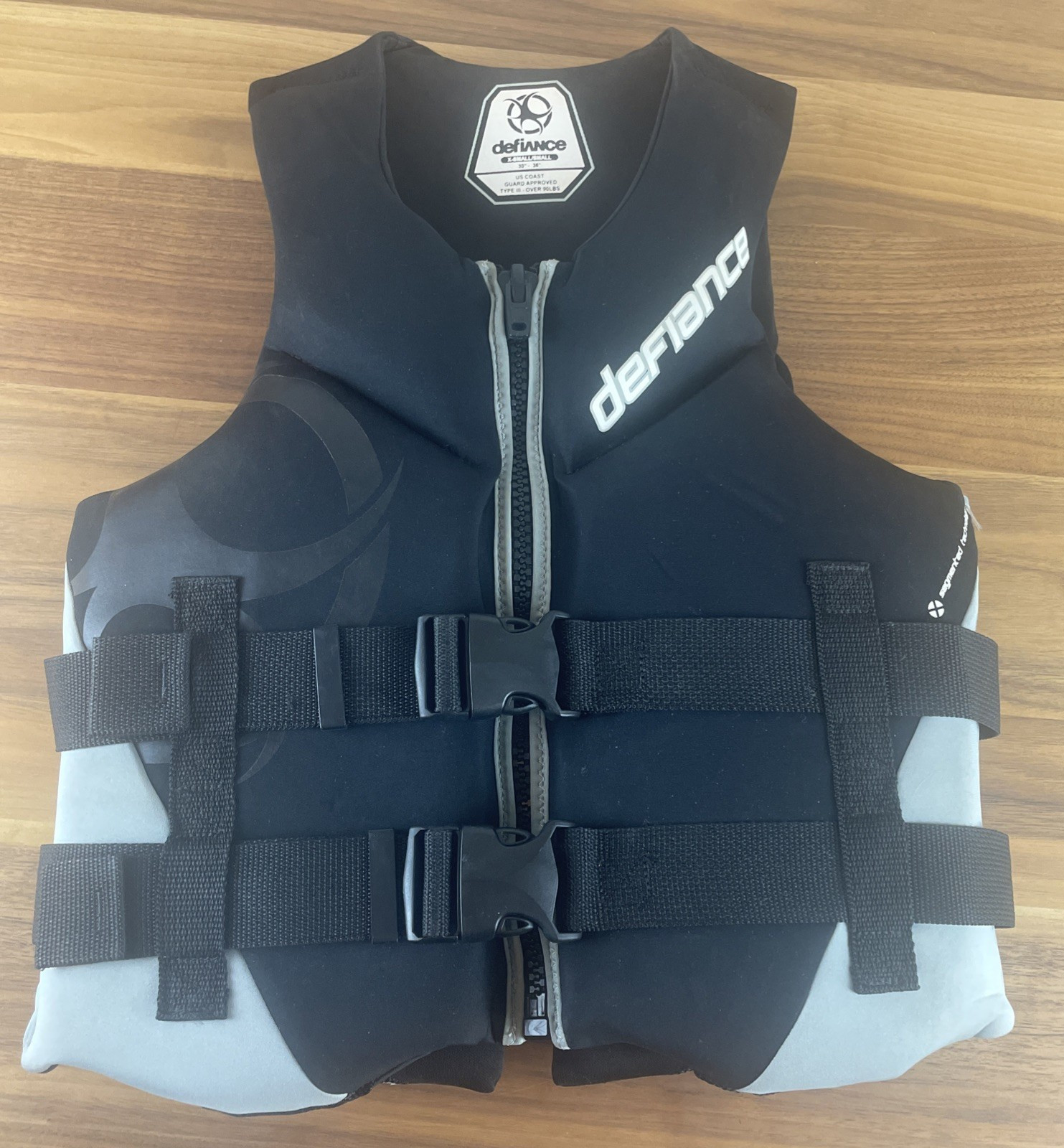 Defiance Life Jacket Size X-Small/Small 30″-36″ Black – US Coast Guard Approved