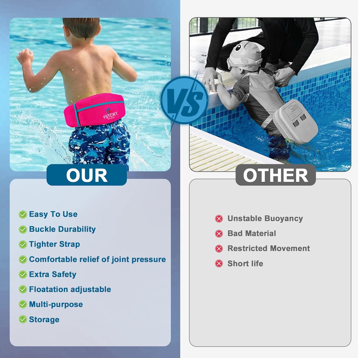 Swim Belts for Kids, Flotation Swimming Belt, Swim Belt for Water Aerobics, Adju