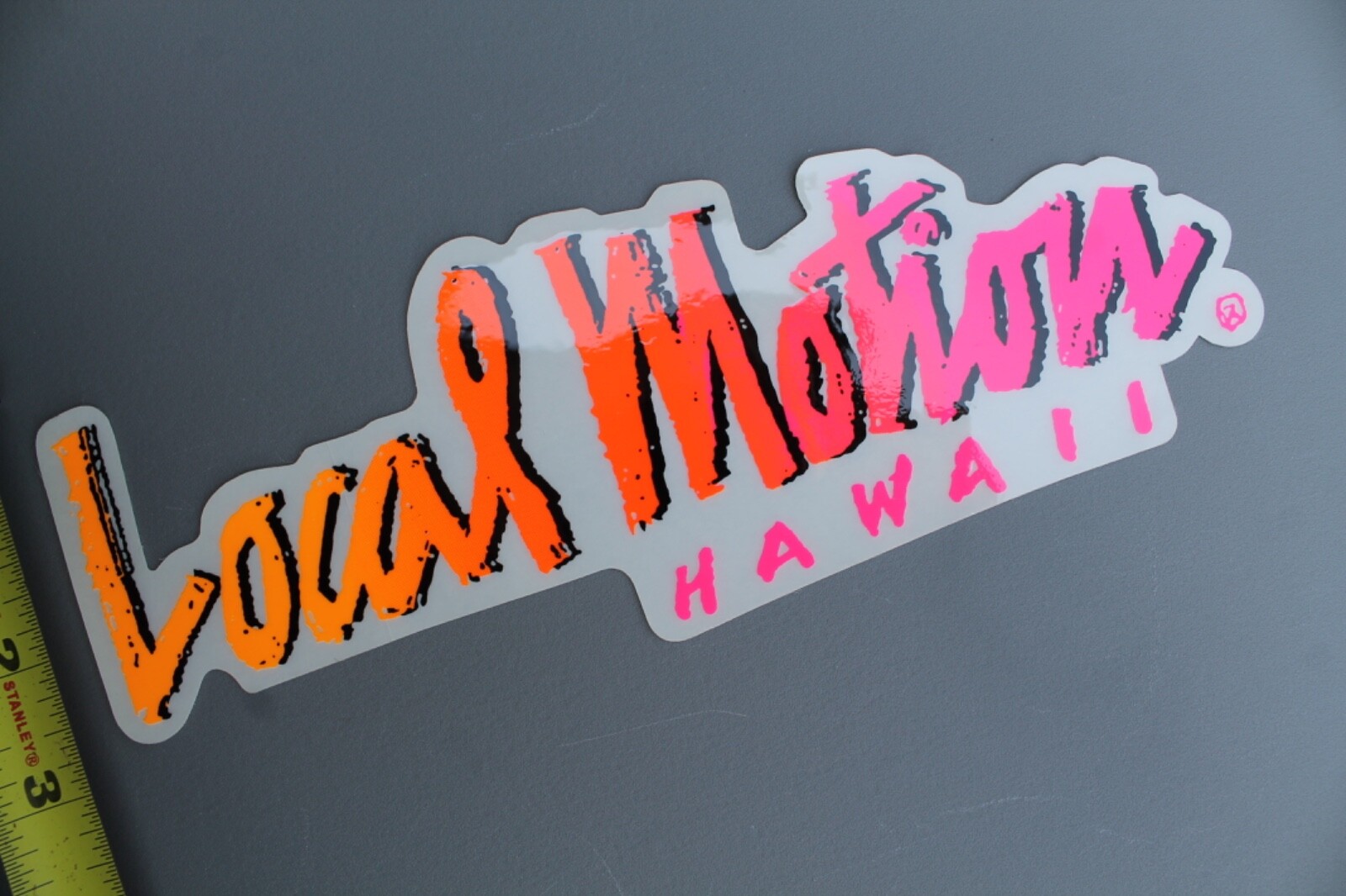 LOCAL MOTION Hawaii Clear Neon Orange Pink Fade 80’s Vintage Surfing STICKER