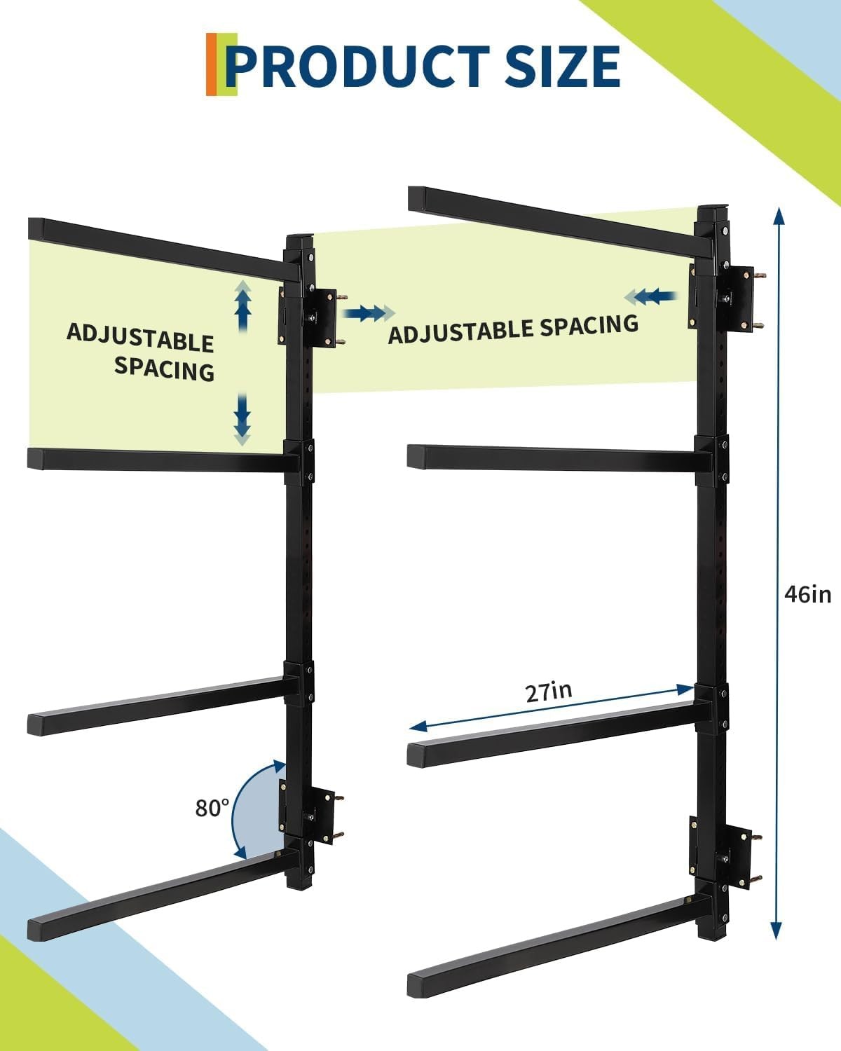 Garvee Wall Mounted Kayak Rack for 4,Adjustable Kayak Wall Mount Rack 400 LBS