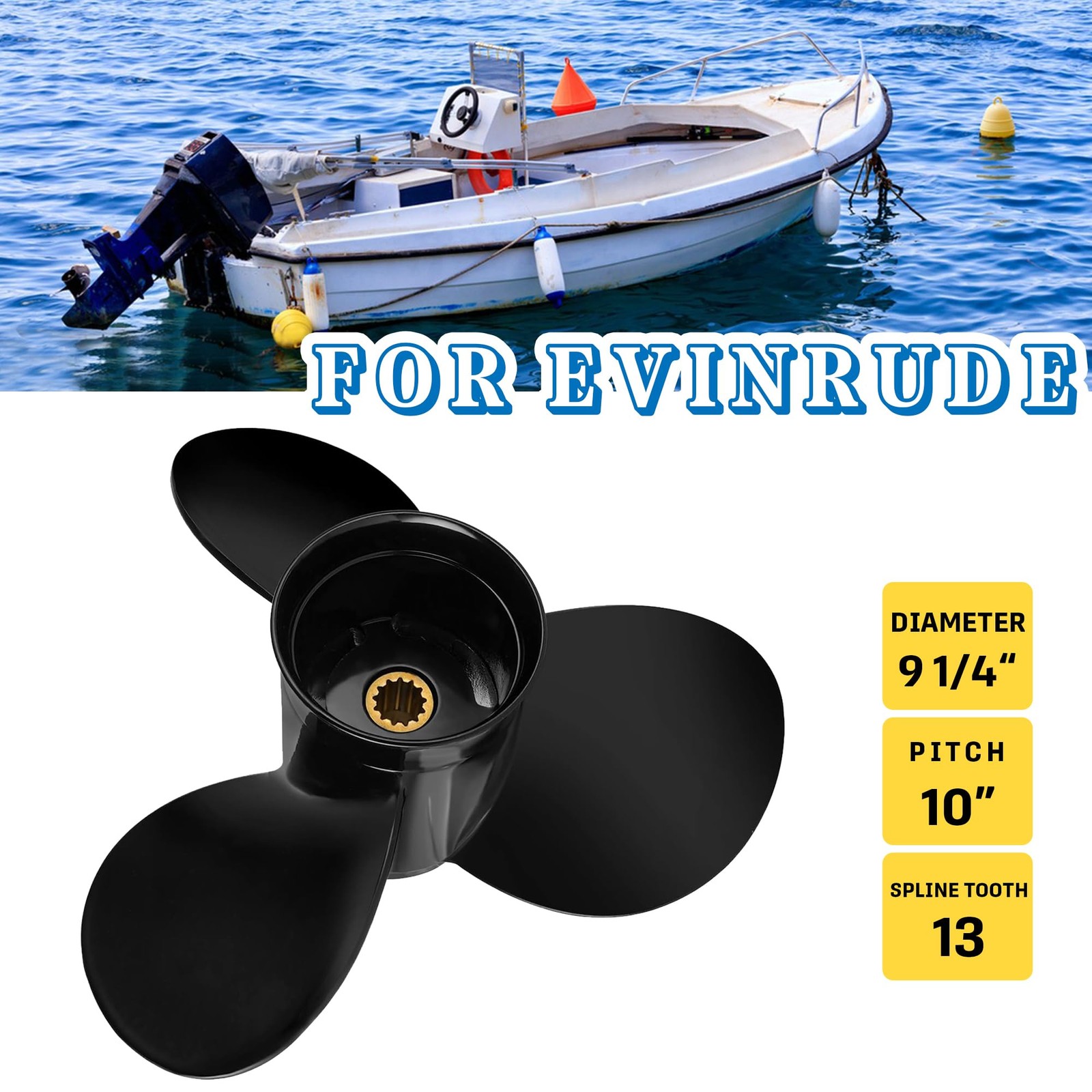 9 1/4 x 10 OEM Upgrade Aluminum Outboard Boat Propeller for BRP Johnson EVINR…