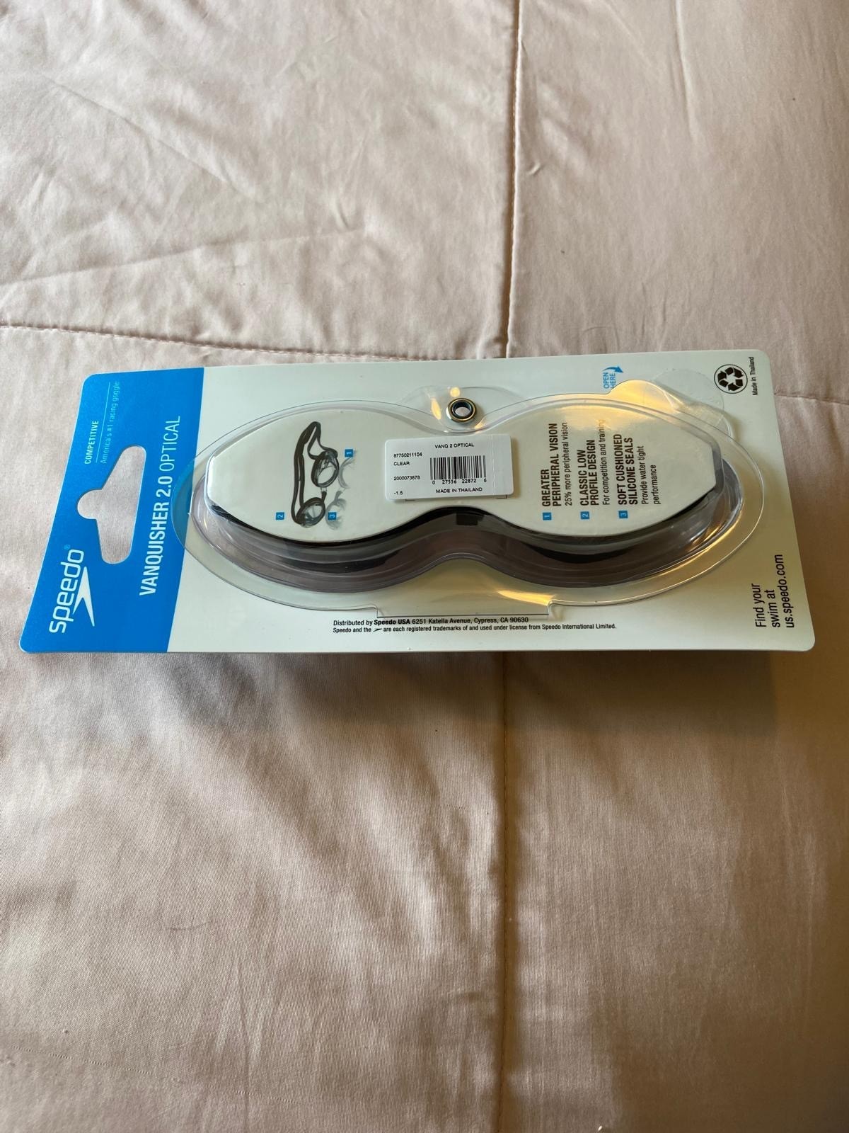 Speedo Vanquisher 2.0 -1.50 Goggle – Clear (Americas #1 Racing Goggle)