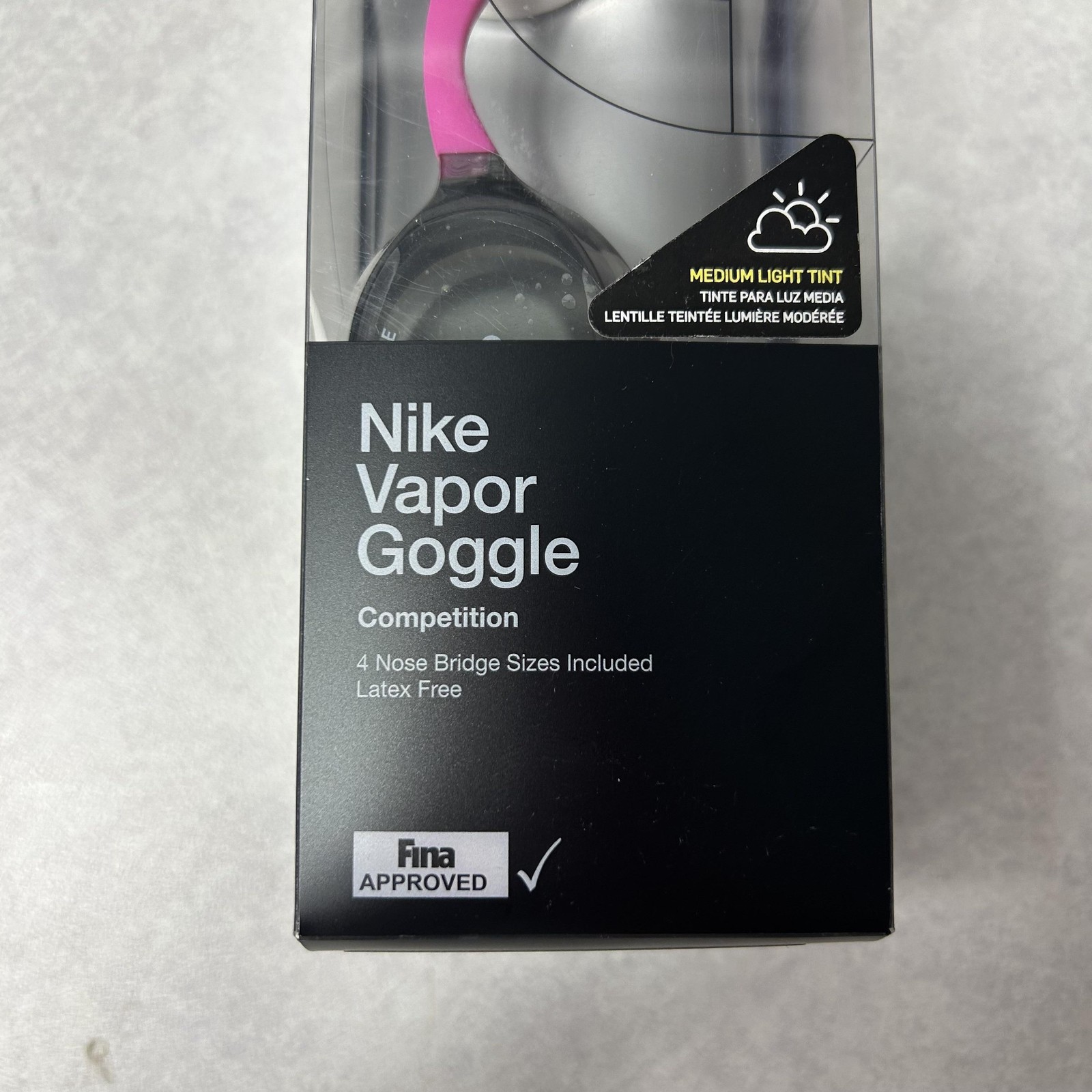 Nike Vapor Swim Goggle One Size Competition FINA Approved Black Pink Latex Free