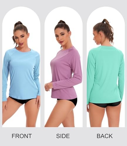 4 Pack Rash Guard for Women UPF 50+ SPF UV Large 1 Gray 1 Blue 1 Green 1 Pink