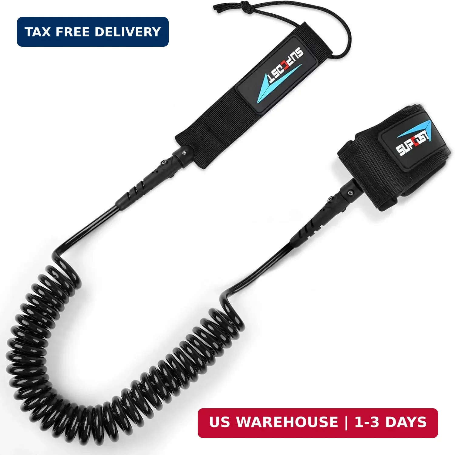 10 Ft Surf Board Leash, 5.5Mm/7.0Mm Thick Urethane Coiled Paddle Board Leash. Co